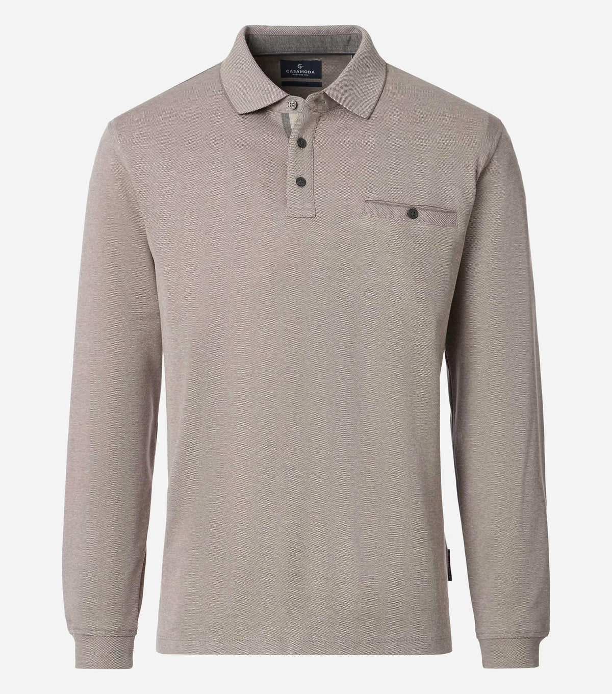 Casa Moda 403478000 668 Taupe Long Sleeve Polo Shirt