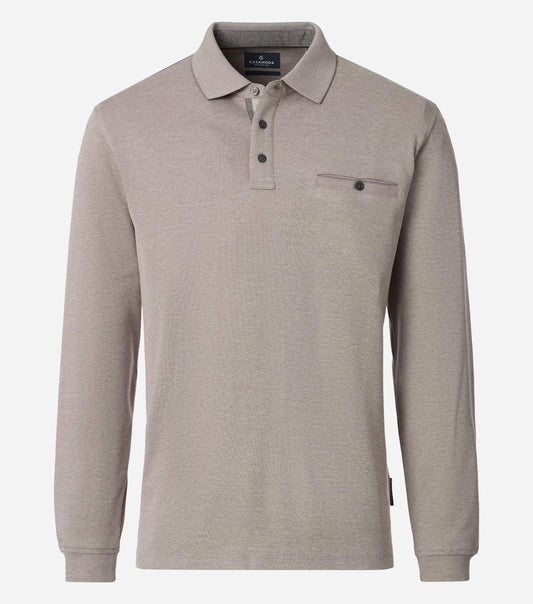 Casa Moda 403478000 668 Taupe Long Sleeve Polo Shirt