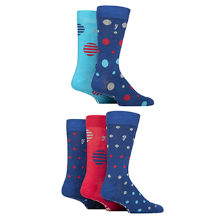 Farah 5 Pack Bamboo Spotty Socks - Navy/Cobalt/Red