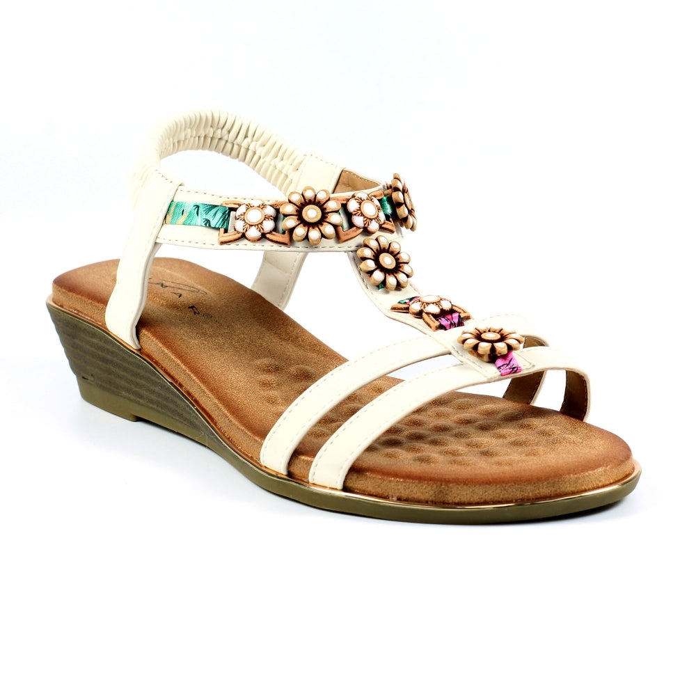 Lunar Frankie White Wedge Sandals