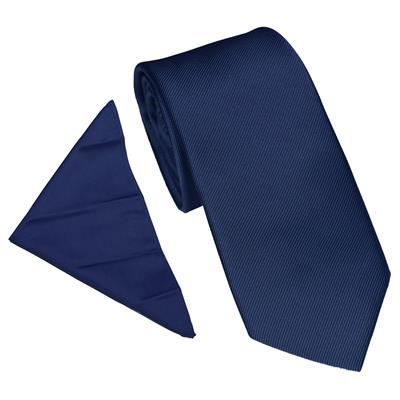 Wallace Twill Navy Tie & Hankerchief Set