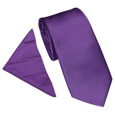 Wallace Twill Purple Tie & Hankerchief Set