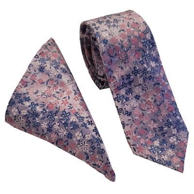 Wallace New Floral Mini Pink Tie & Hankerchief Set