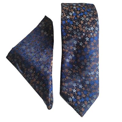 Wallace Tan Micro Floral Tie & Hankerchief Set