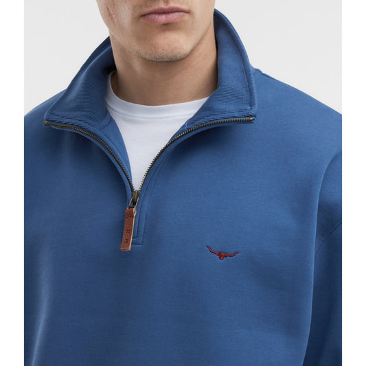 RM Williams Mulyungarie Mid Blue 1/4 Zip Sweatshirt