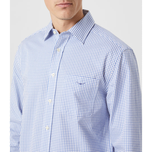RM Williams Brunswick Twill White Blue Check Shirt