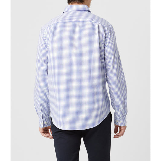 RM Williams Brunswick Twill White Blue Check Shirt