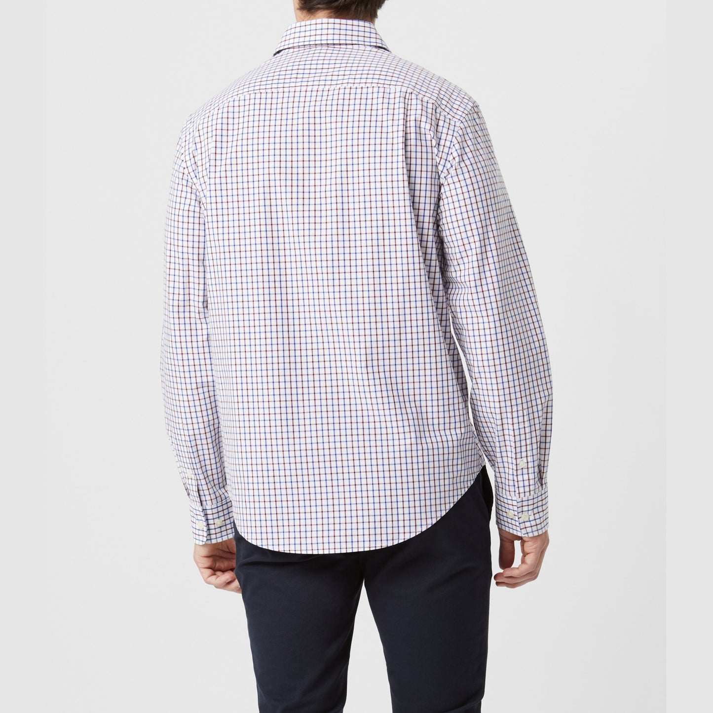 RM Williams Newland Burgundy Poplin Check Shirt