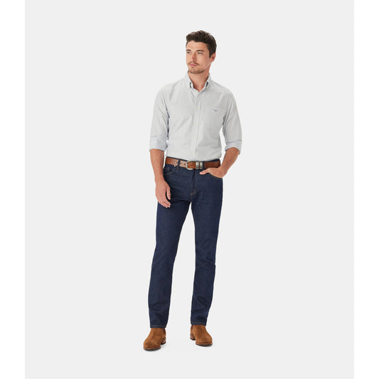 RM Williams Stanley Regular Oxford Navy White Shirt