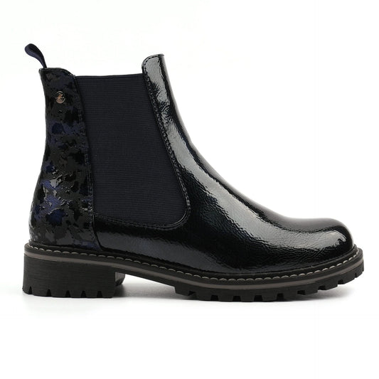 Lunar Bessy Navy Patent Ankle Boot Navy