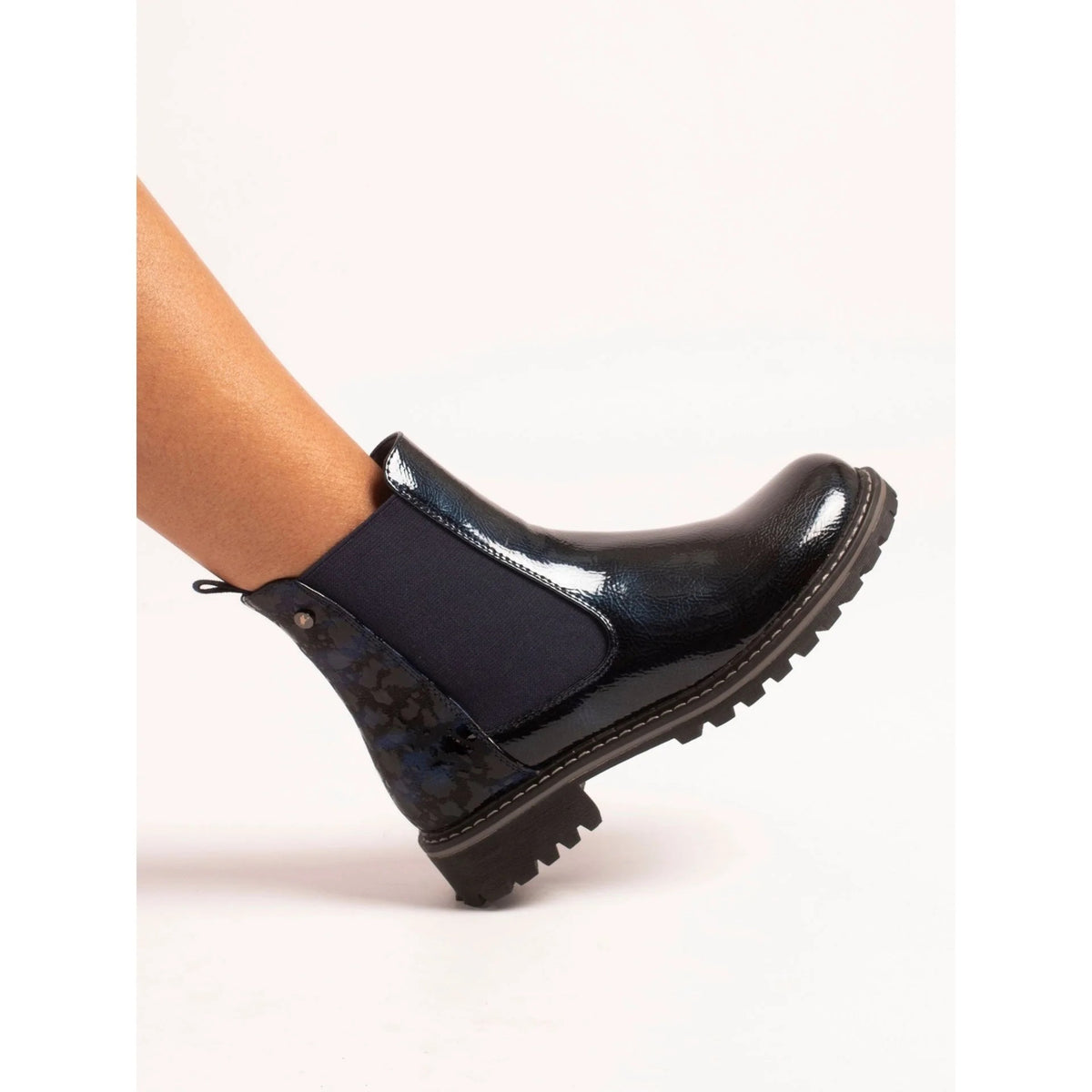 Lunar Bessy Navy Patent Ankle Boot Navy