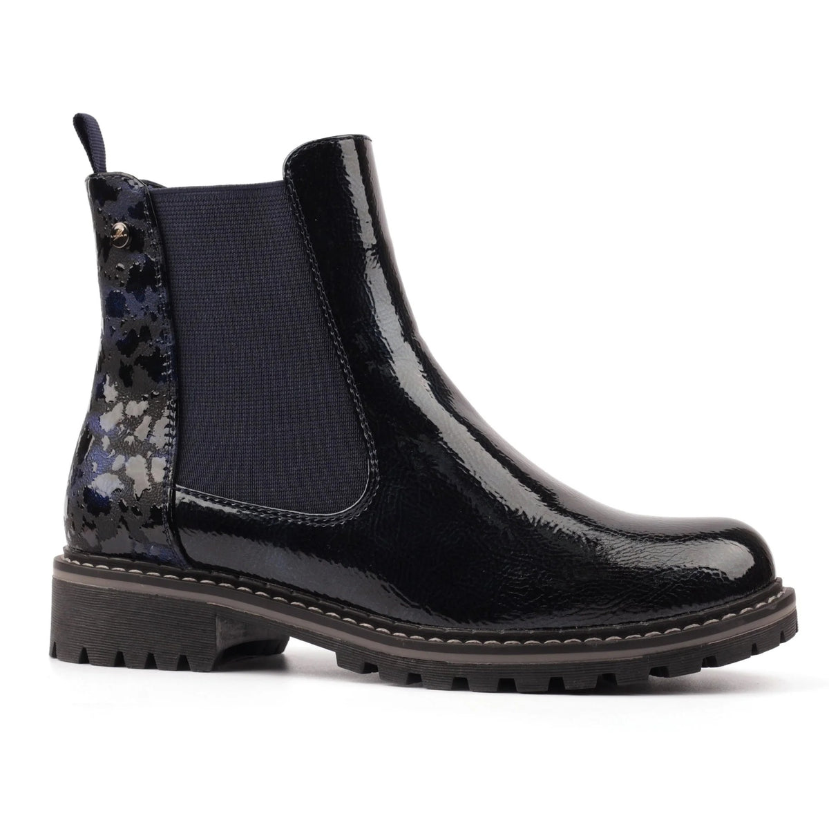 Lunar Bessy Navy Patent Ankle Boot Navy