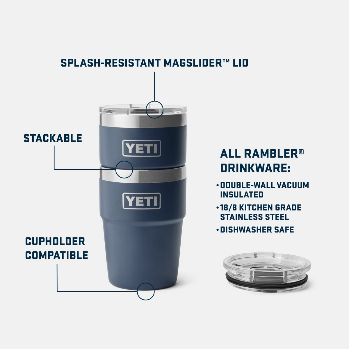 YETI Rambler 16 oz Stackable Cup Navy