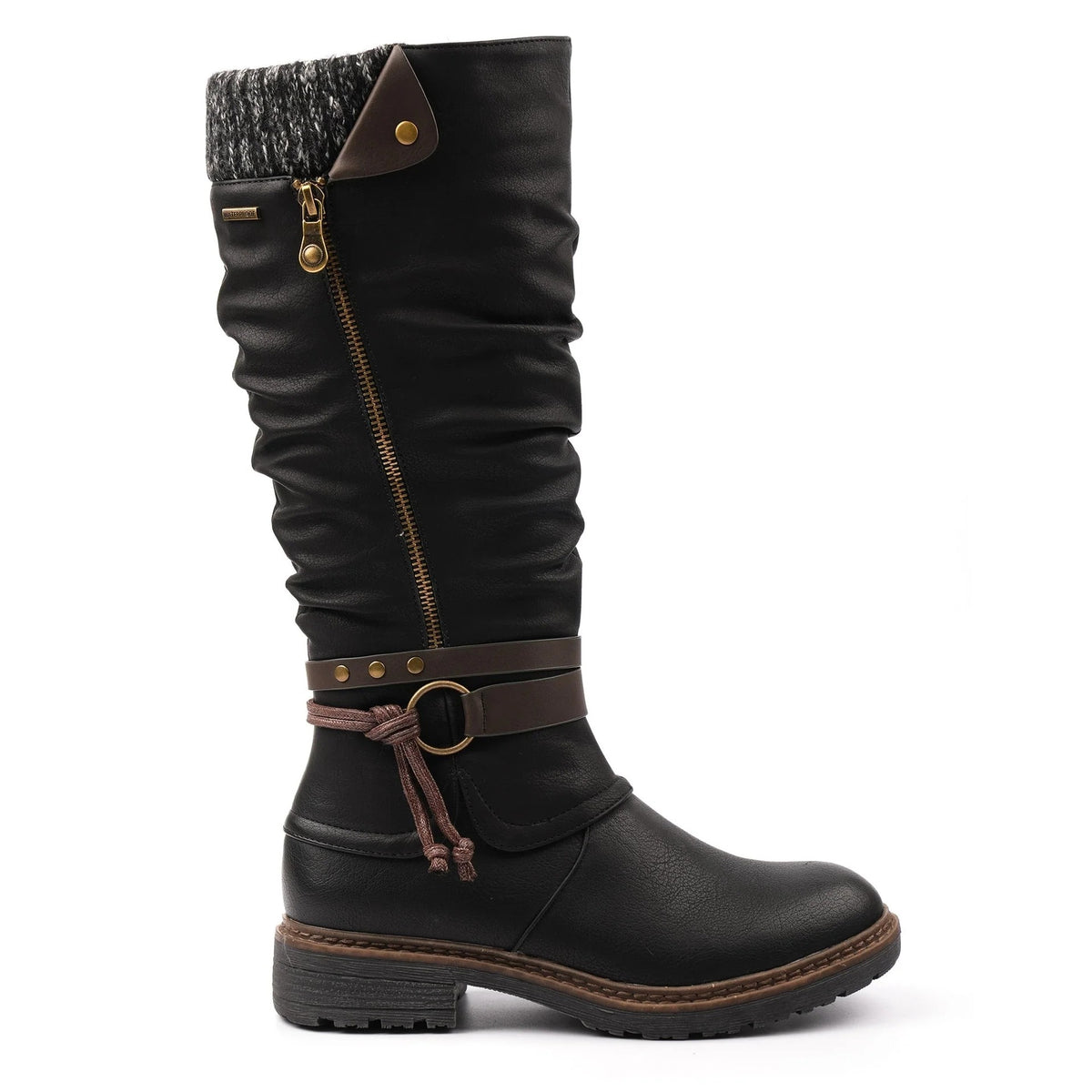 Lunar Melinda Black Waterproof Fur Lined Long Boot Black