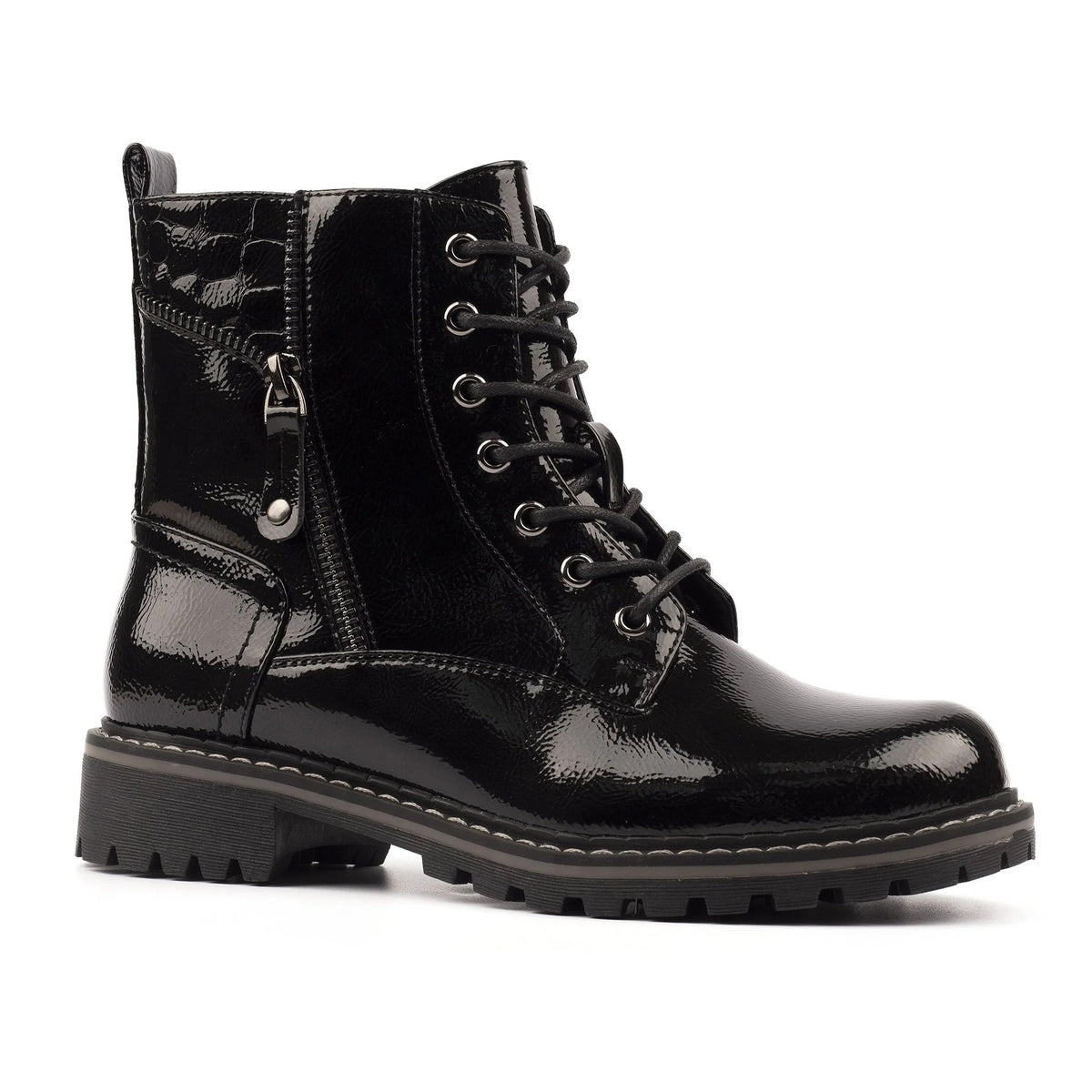 Lunar Allison Black Patent Ankle Boot Black