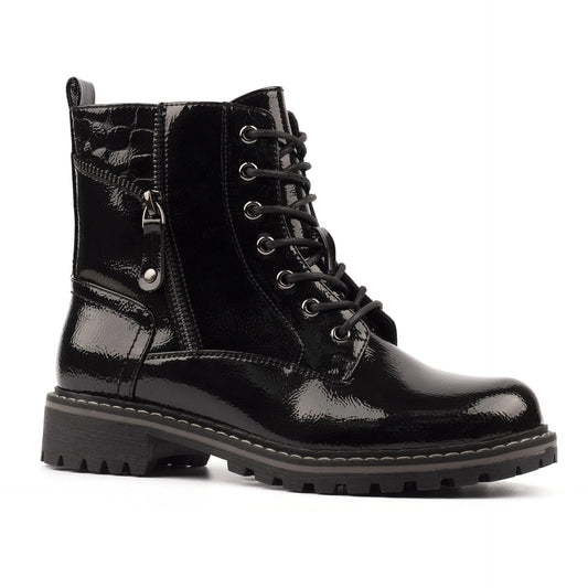 Lunar Allison Black Patent Ankle Boot Black