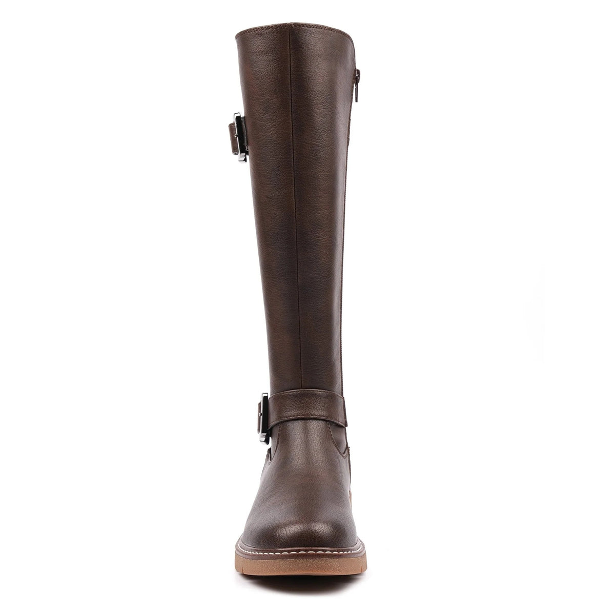 Lunar Devon Brown Full Elastic Wide Fit Long Boot Brown