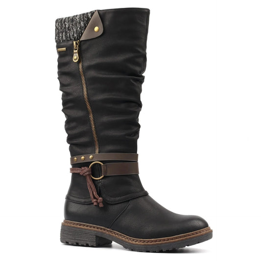 Lunar Melinda Black Waterproof Fur Lined Long Boot Black