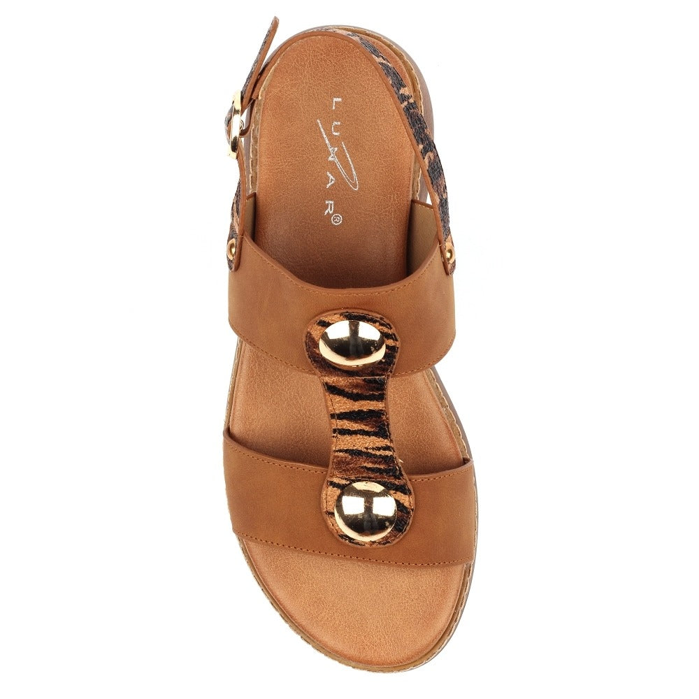 Lunar Georgia Tan Wedge Sandals