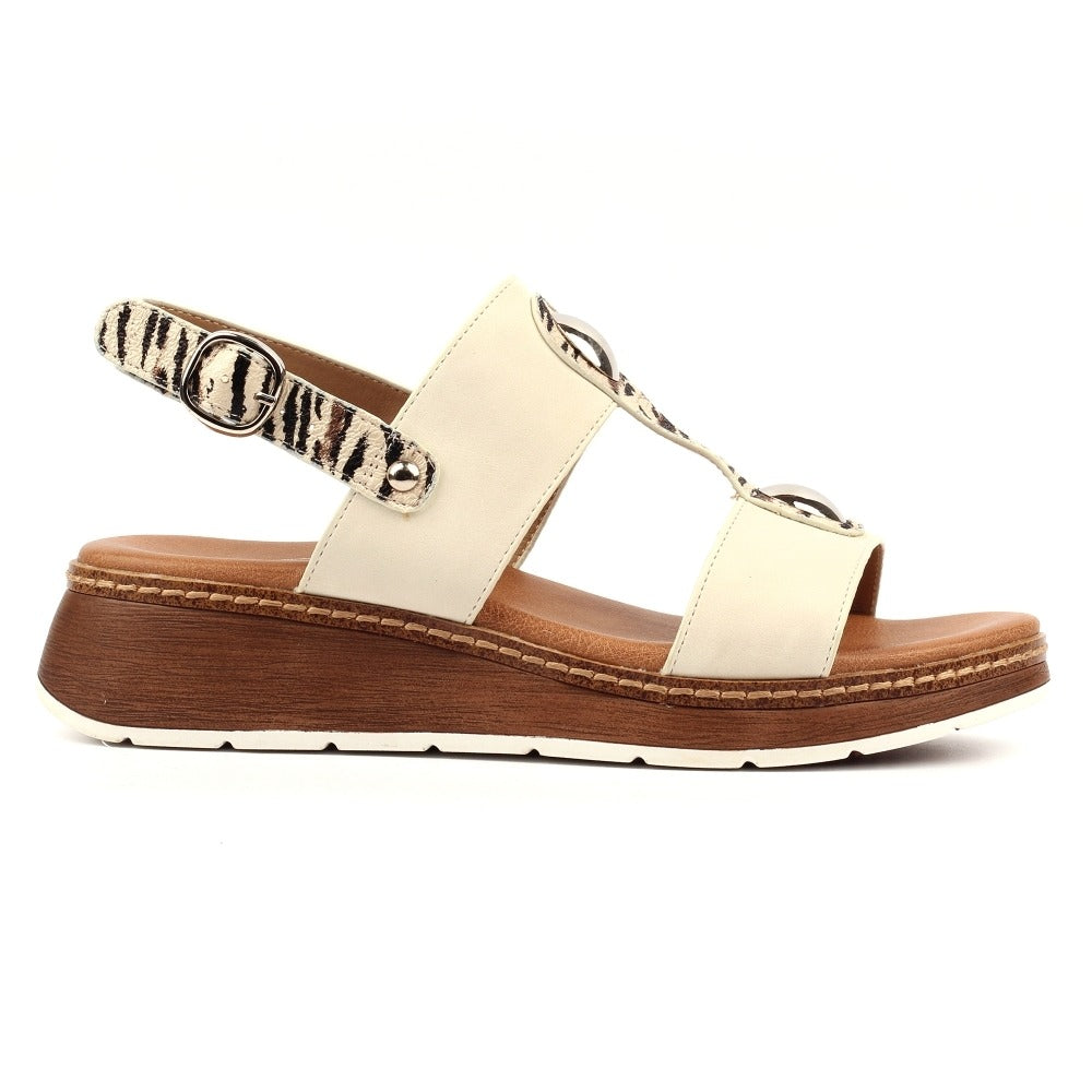 Lunar Georgia White Wedge Sandals