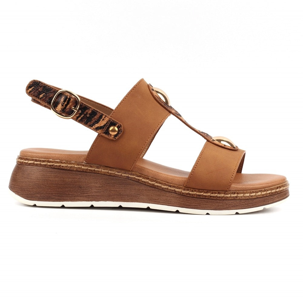 Lunar Georgia Tan Wedge Sandals