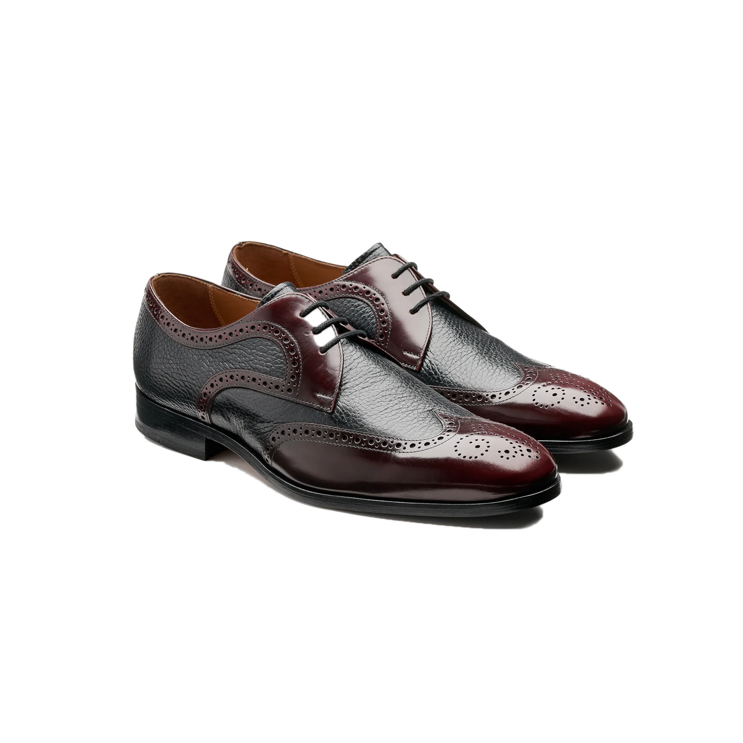 Barker Salcombe Burgundy Hi-Shine / Black Deer Skin Shoes