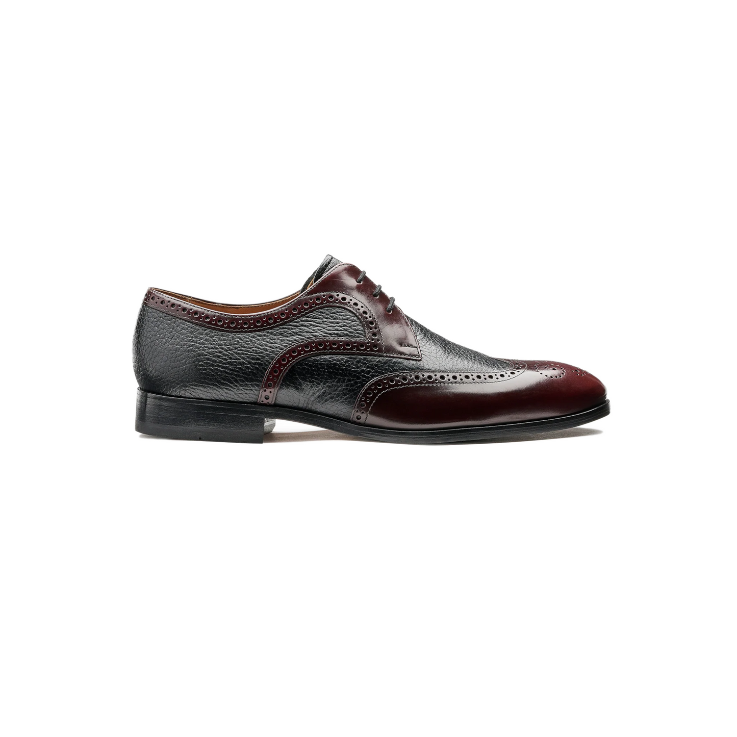 Barker Salcombe Burgundy Hi-Shine / Black Deer Skin Shoes