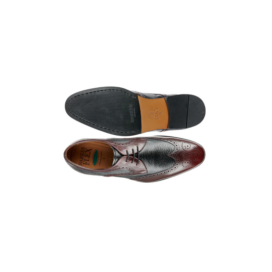 Barker Salcombe Burgundy Hi-Shine / Black Deer Skin Shoes