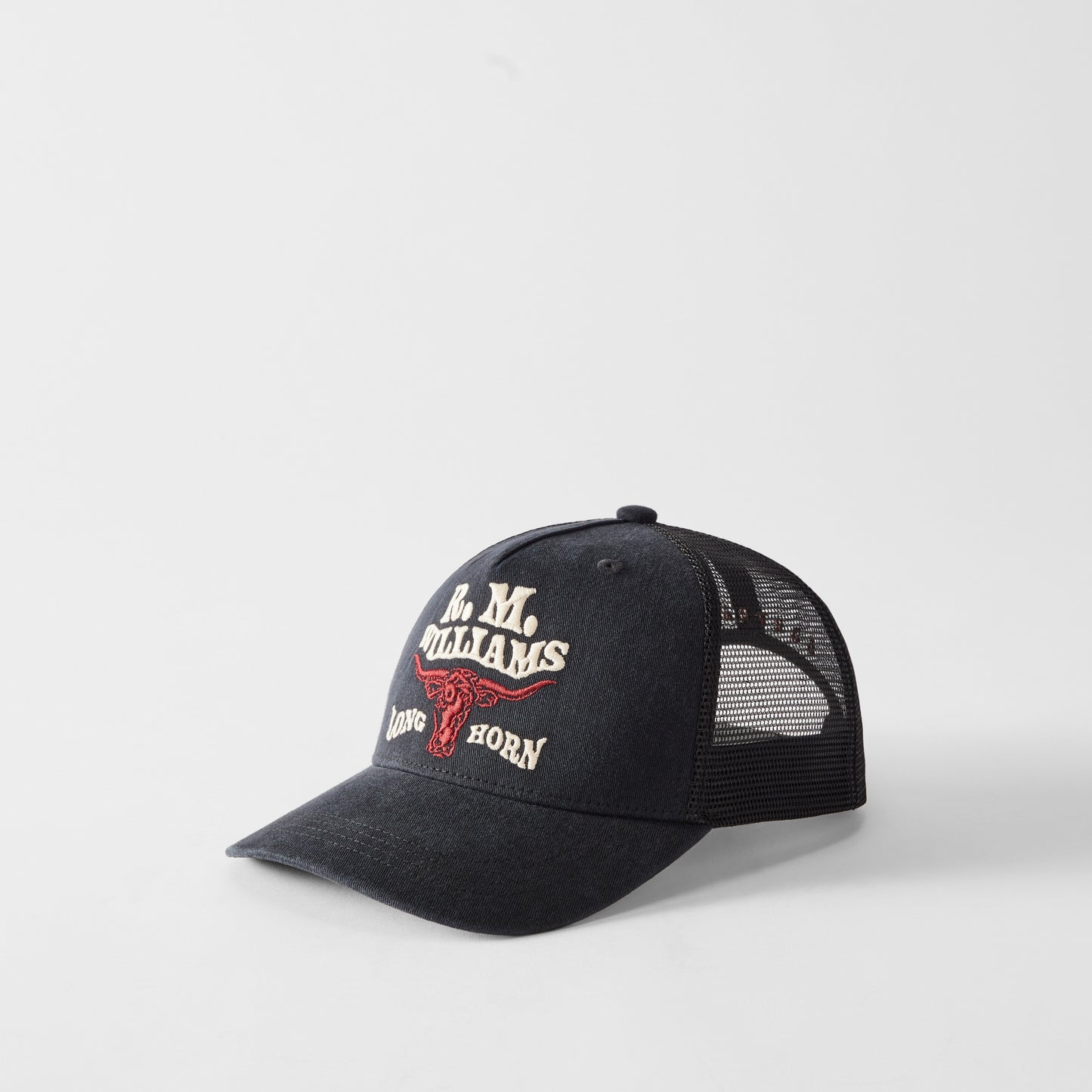 RM Williams RMW Longhorn Black Wash Trucker Cap