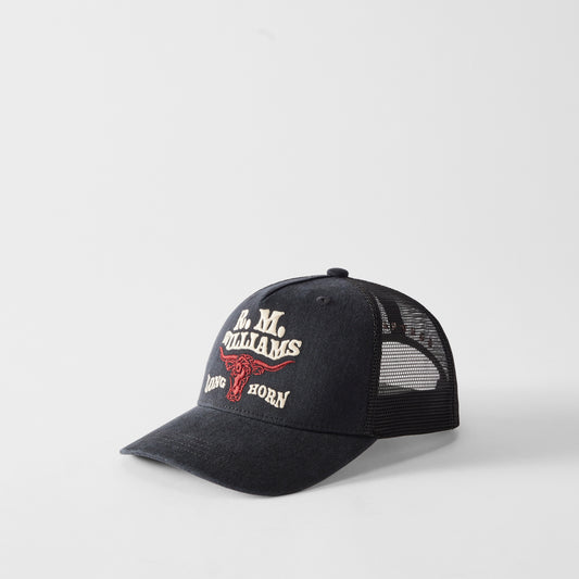 RM Williams RMW Longhorn Black Wash Trucker Cap