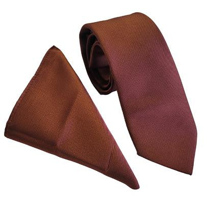 Wallace Rust Plain Poly Twill Tie Set