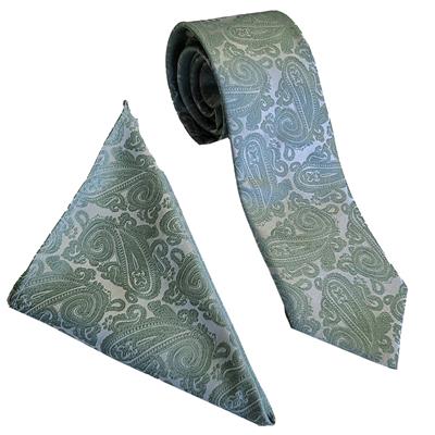 Wallace Wedding Paisley Elderflower Tie & Hankerchief Set