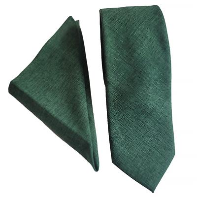 Wallace Green Linen Texture Tie & Hankerchief Set