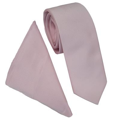 Wallace Frosted Pink Plain Poly Twill Tie Set