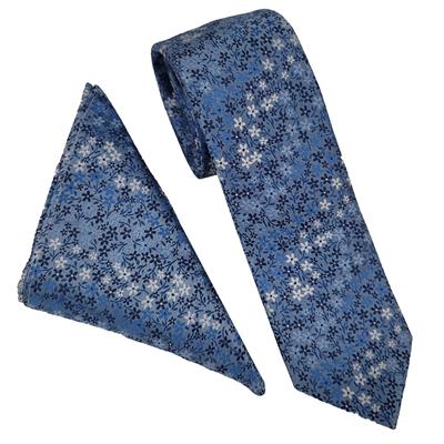 Wallace Micro Floral Light Blue Silver Tie Set