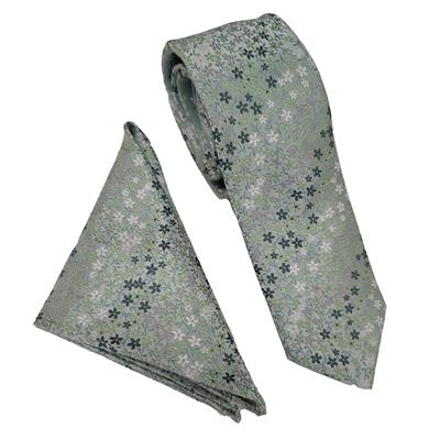 Wallace Micro Floral Sage Tie Set
