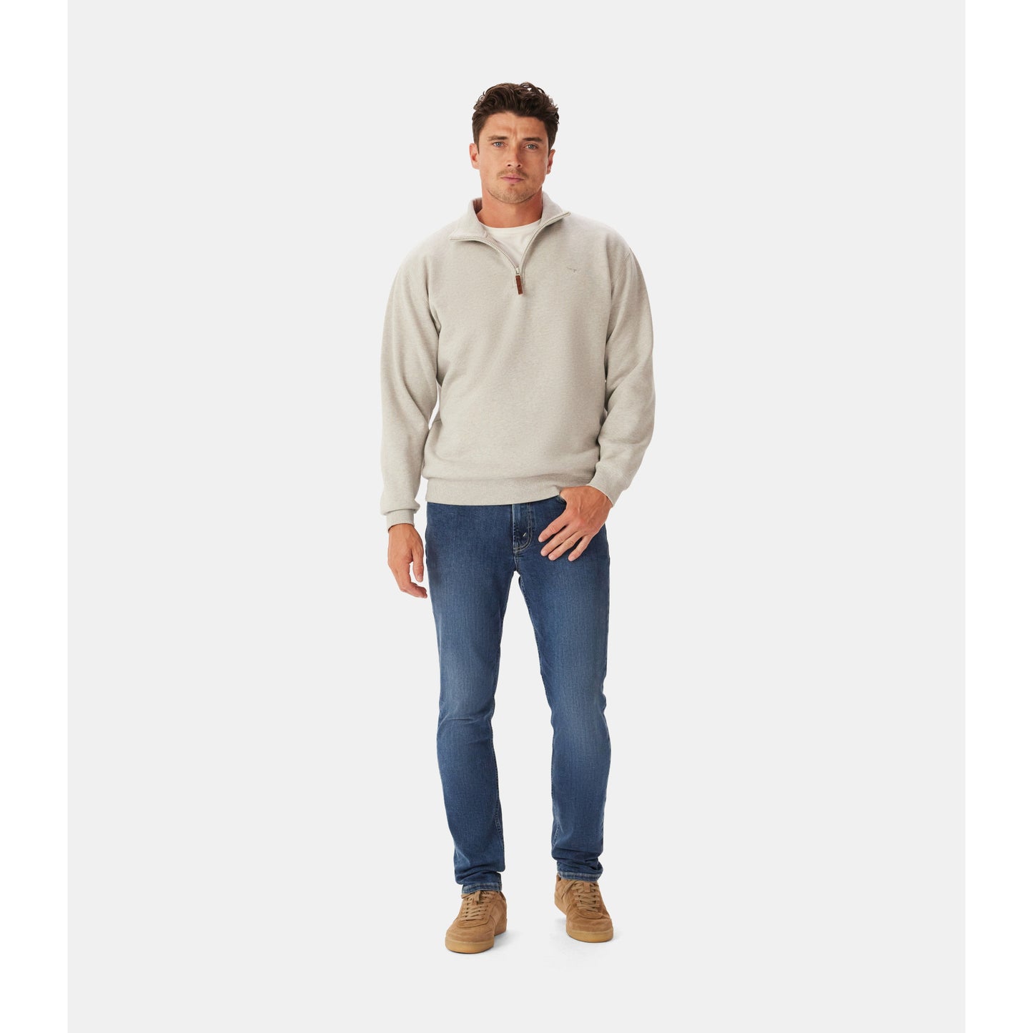 RM Williams Mulyungarie Grey Marle 1/4 Zip Sweatshirt