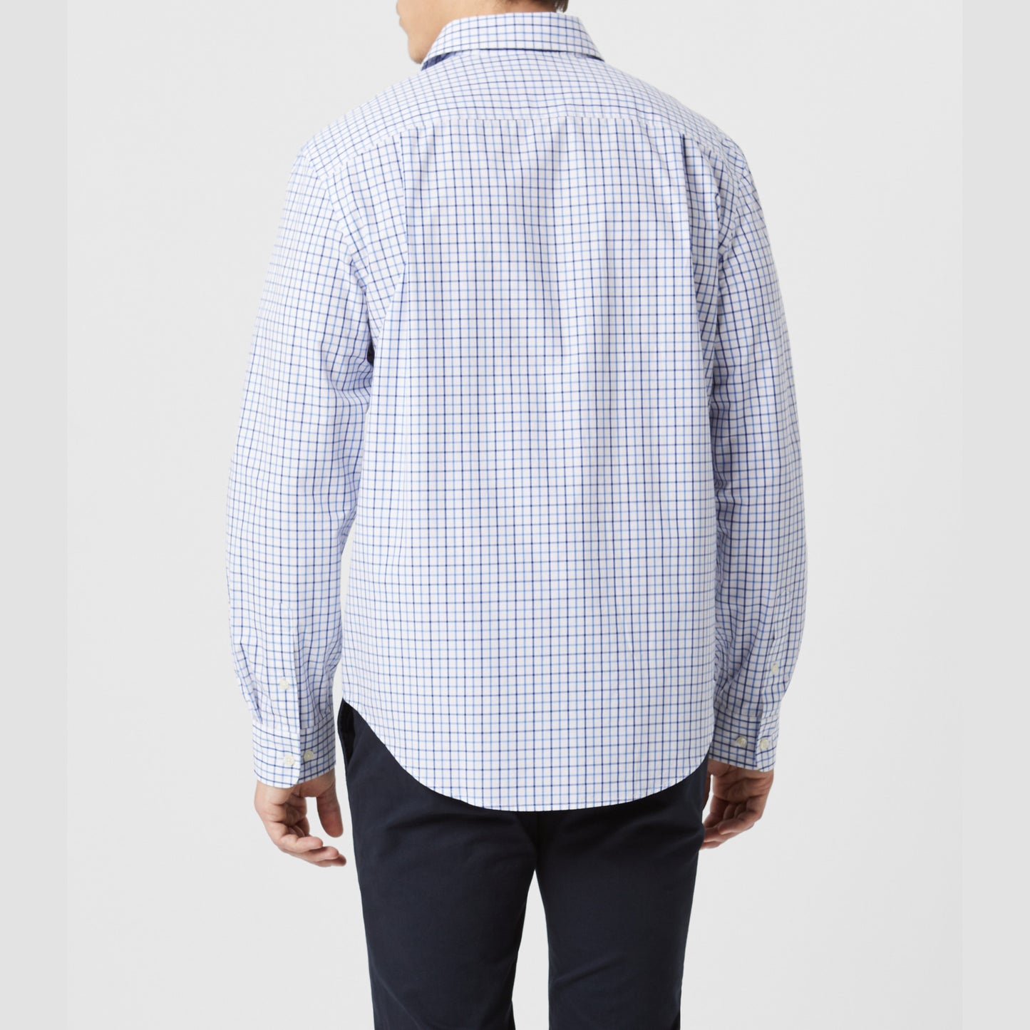 RM Williams Newland Blue Poplin Check Shirt