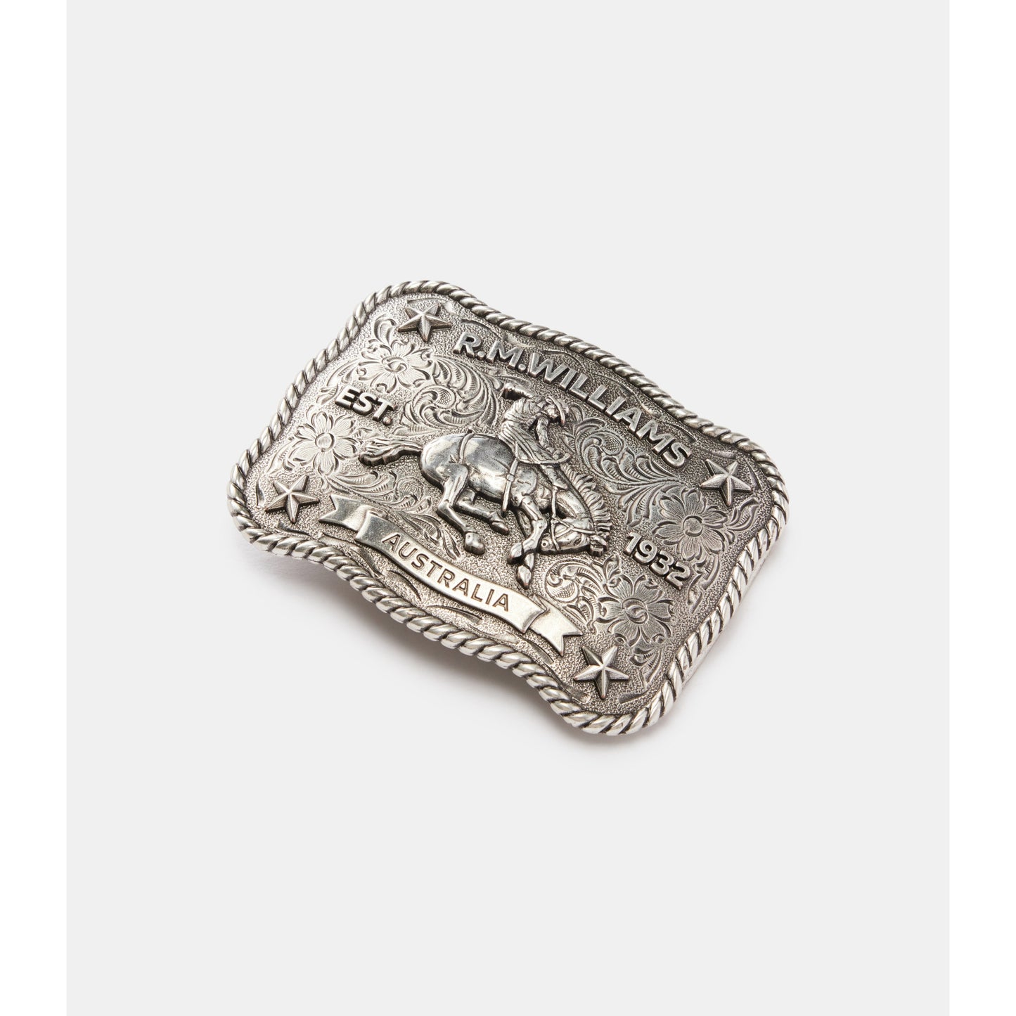 RM Williams Cloudbuster Antique Silver Trophy Buckle