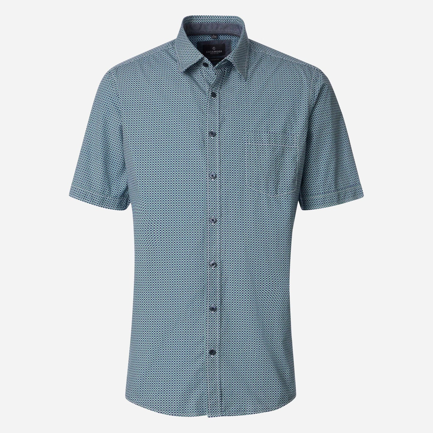 Casa Moda 126130321 300 Green Milieu Short Sleeve Casual Shirt