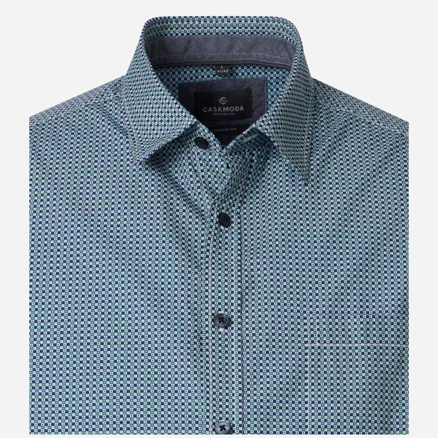 Casa Moda 126130321 300 Green Milieu Short Sleeve Casual Shirt