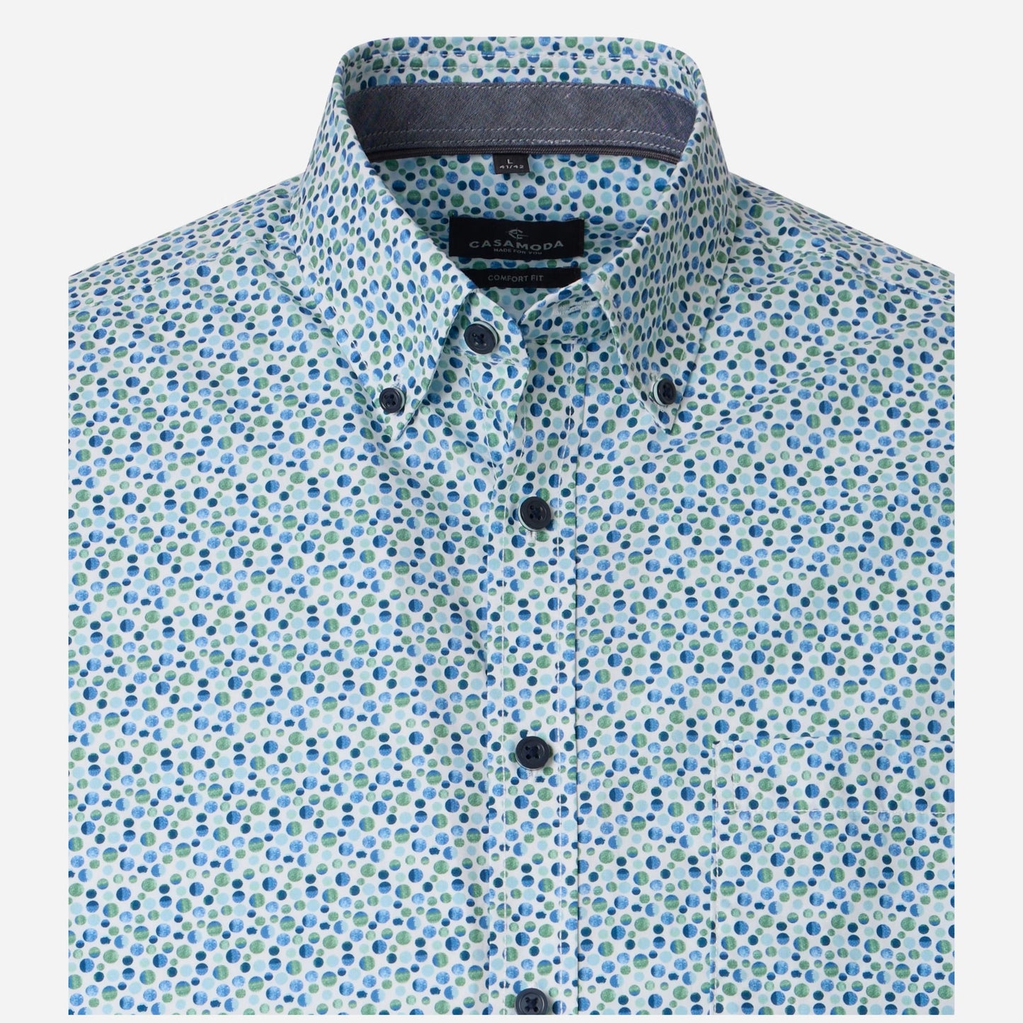 Casa Moda 126130301 300 Green Milieu Short Sleeve Casual Shirt