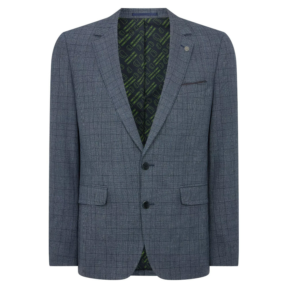 Remus Uomo 12731 26 Blue Check Tapered Jacket