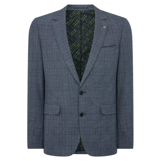Remus Uomo 12731 26 Blue Check Tapered Jacket