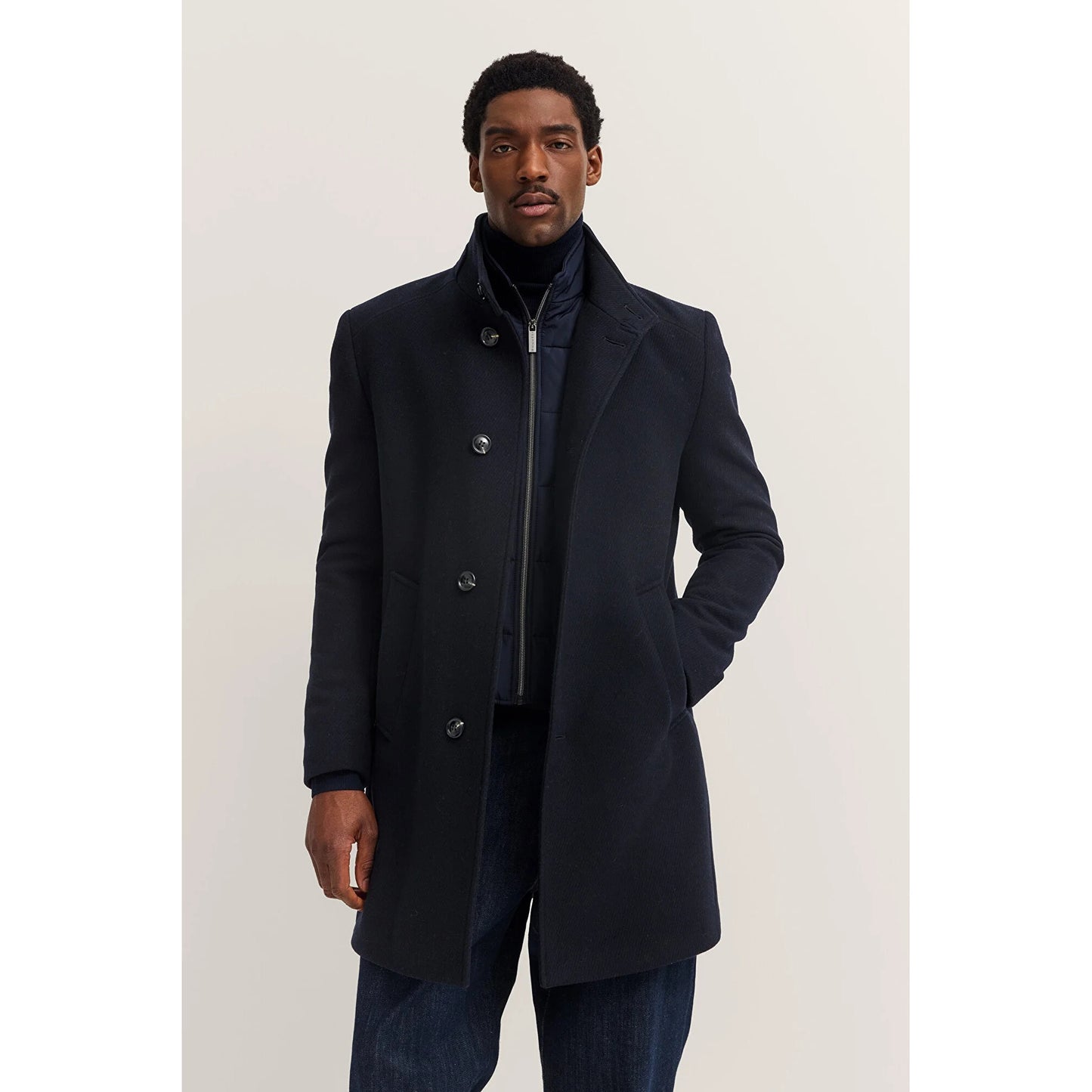 Bugatti 821428 84203 390 Navy Wool Coat