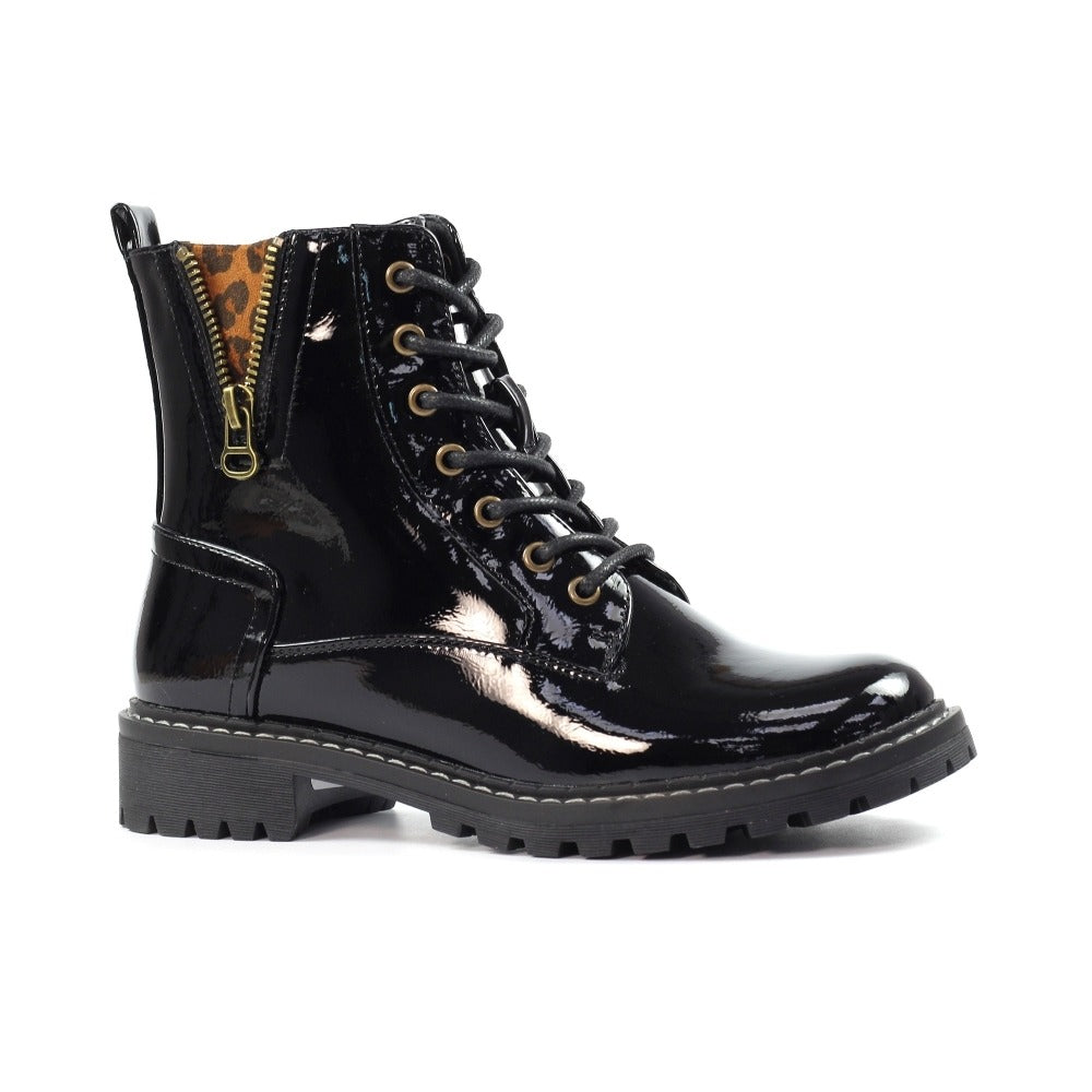 Lunar Nevada Black Patent Ankle Boots