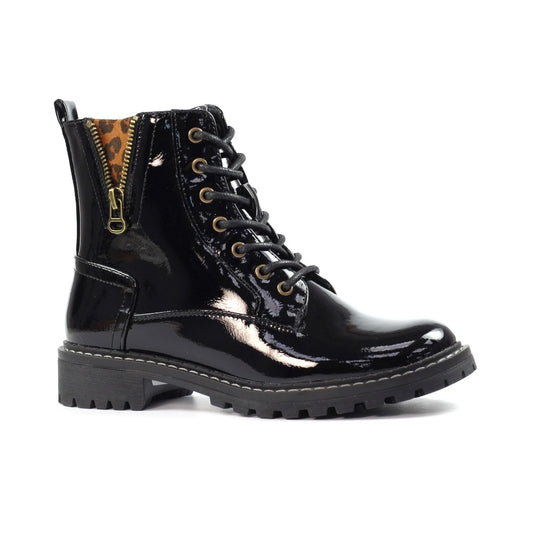 Lunar Nevada Black Patent Ankle Boots