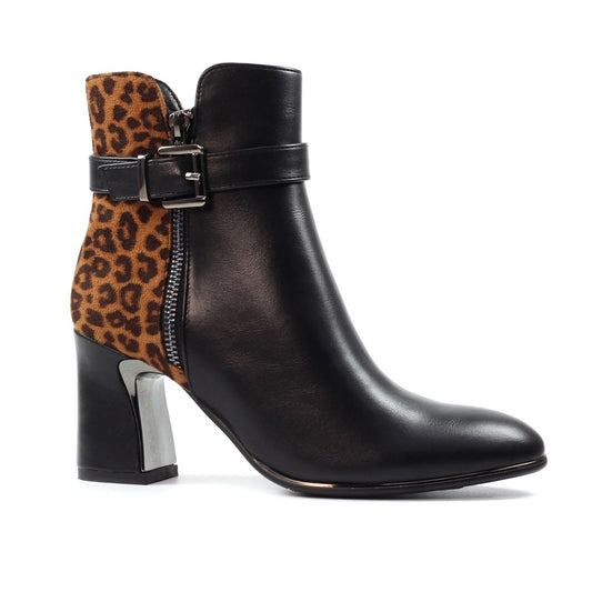 Lunar Shaw Black/Ocelot Ankle Boots