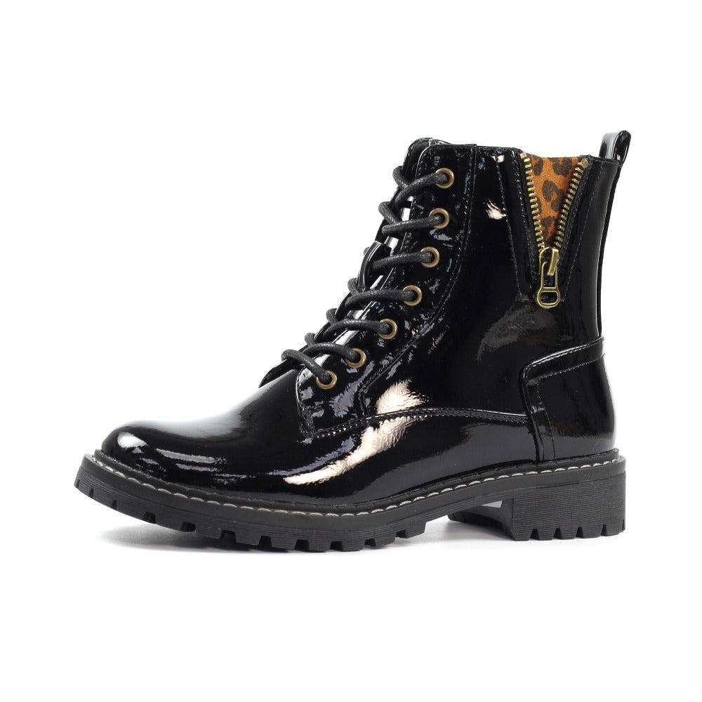 Lunar Nevada Black Patent Ankle Boots