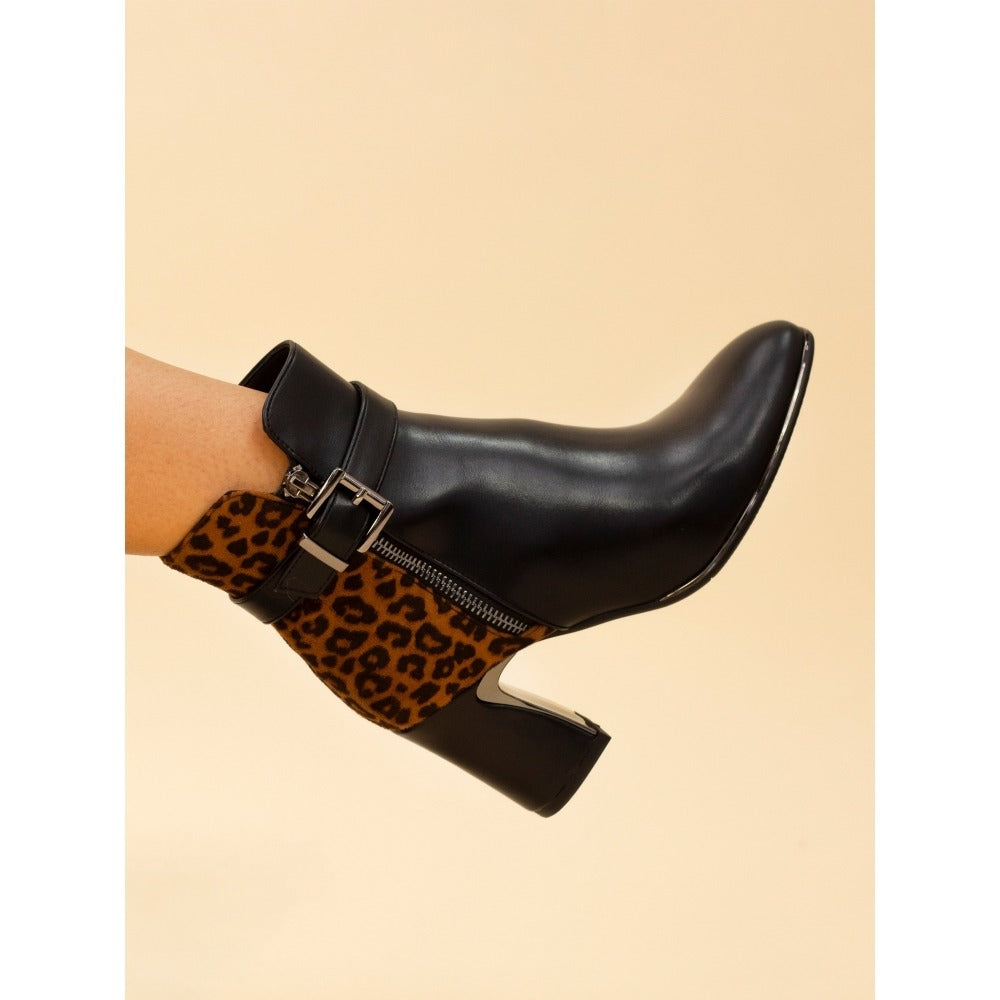 Lunar Shaw Black/Ocelot Ankle Boots